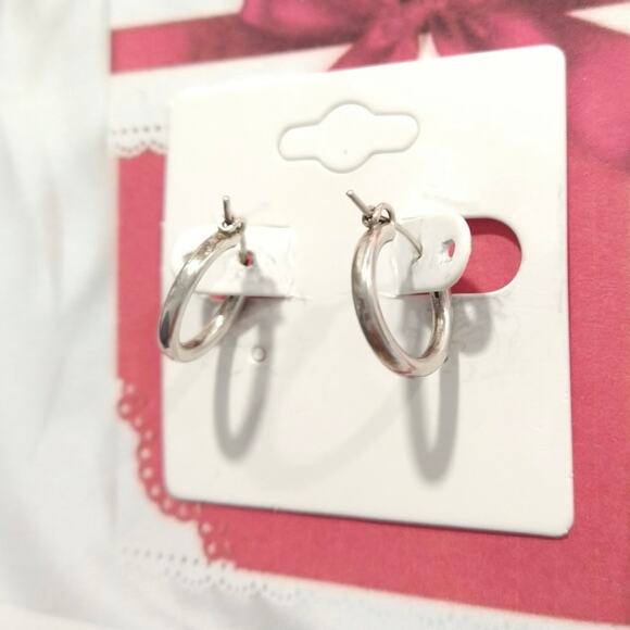 JWK 925 Sterling Silver Huggie Hoop Earrings Small Signed Women Girls Jewelry - Picture 5 of 11